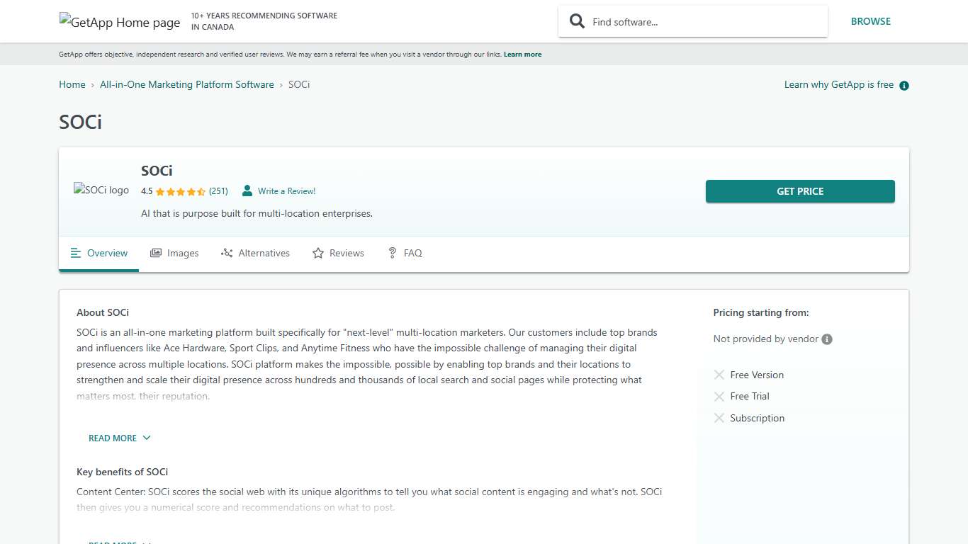 SOCi Reviews, Prices & Ratings GetApp Canada 2026